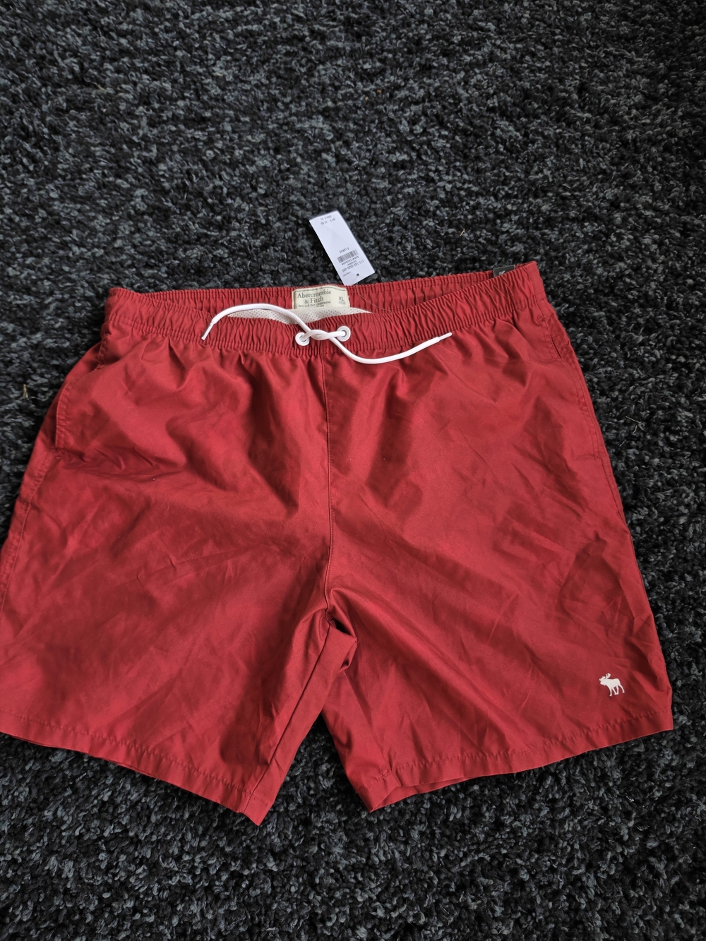 Abercrombie & Fitch Men's Swim Trunks Shorts Size XL Red Classic Moose Logo NWT